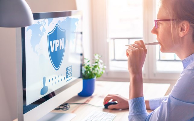 person on a desktop using a vpn